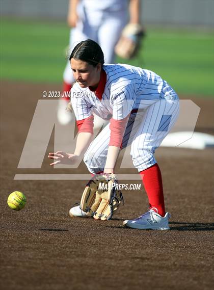 Thumbnail 3 in Ursuline Academy vs. Prairiland (Royse City Varsity Softball Tournament) photogallery.