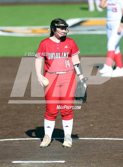Thumbnail 2 in Ursuline Academy vs. Prairiland (Royse City Varsity Softball Tournament) photogallery.
