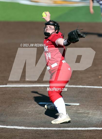 Thumbnail 3 in Ursuline Academy vs. Prairiland (Royse City Varsity Softball Tournament) photogallery.