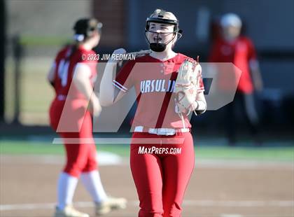 Thumbnail 2 in Ursuline Academy vs. Prairiland (Royse City Varsity Softball Tournament) photogallery.