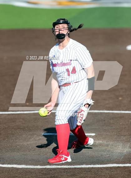 Thumbnail 3 in Ursuline Academy vs. Prairiland (Royse City Varsity Softball Tournament) photogallery.