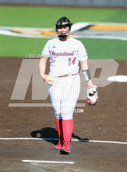 Thumbnail 3 in Ursuline Academy vs. Prairiland (Royse City Varsity Softball Tournament) photogallery.
