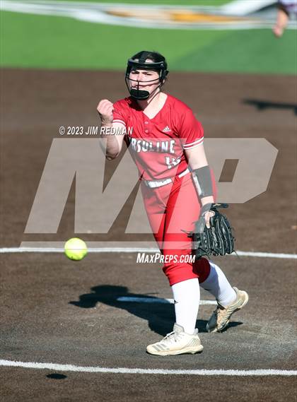 Thumbnail 2 in Ursuline Academy vs. Prairiland (Royse City Varsity Softball Tournament) photogallery.