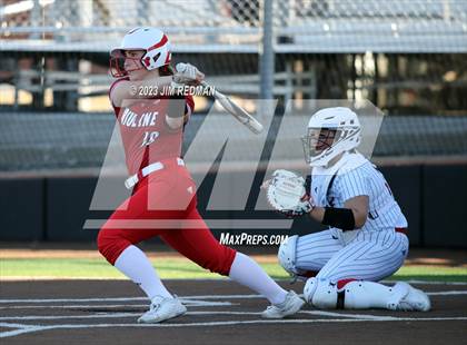 Thumbnail 1 in Ursuline Academy vs. Prairiland (Royse City Varsity Softball Tournament) photogallery.