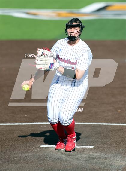 Thumbnail 3 in Ursuline Academy vs. Prairiland (Royse City Varsity Softball Tournament) photogallery.