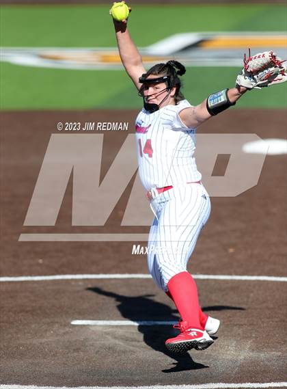 Thumbnail 3 in Ursuline Academy vs. Prairiland (Royse City Varsity Softball Tournament) photogallery.