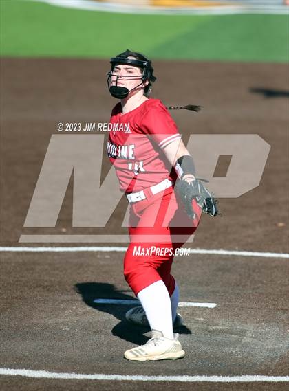 Thumbnail 3 in Ursuline Academy vs. Prairiland (Royse City Varsity Softball Tournament) photogallery.