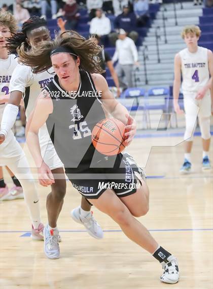 Thumbnail 3 in Peninsula Catholic vs First Baptist (Lowcountry Roundball Classic) photogallery.