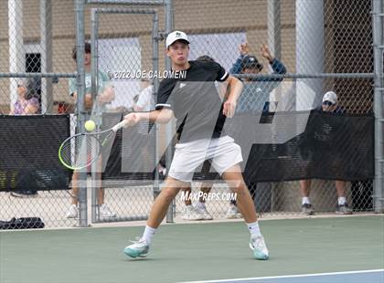 Thumbnail 3 in Reagan [Ronald] vs Southlake Carroll (UIL 6A Boys Singles Tennis State Semifinal) photogallery.