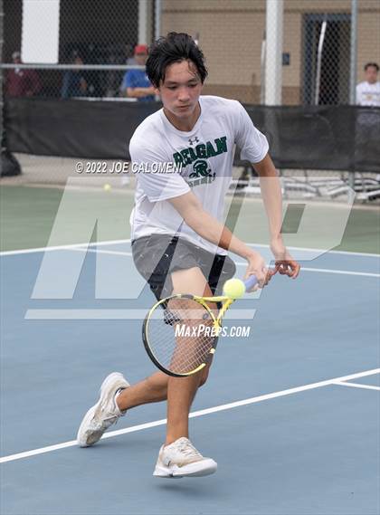 Thumbnail 3 in Reagan [Ronald] vs Southlake Carroll (UIL 6A Boys Singles Tennis State Semifinal) photogallery.