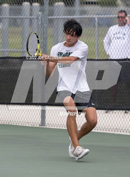 Thumbnail 1 in Reagan [Ronald] vs Southlake Carroll (UIL 6A Boys Singles Tennis State Semifinal) photogallery.