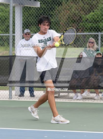 Thumbnail 1 in Reagan [Ronald] vs Southlake Carroll (UIL 6A Boys Singles Tennis State Semifinal) photogallery.