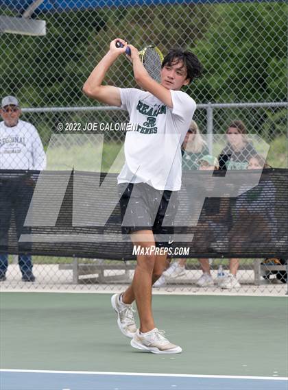 Thumbnail 1 in Reagan [Ronald] vs Southlake Carroll (UIL 6A Boys Singles Tennis State Semifinal) photogallery.