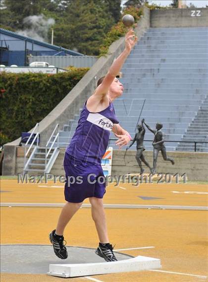 Thumbnail 1 in CIF NCS Masters Track & Field Championships (Boys Shot Put 1st Flight) photogallery.
