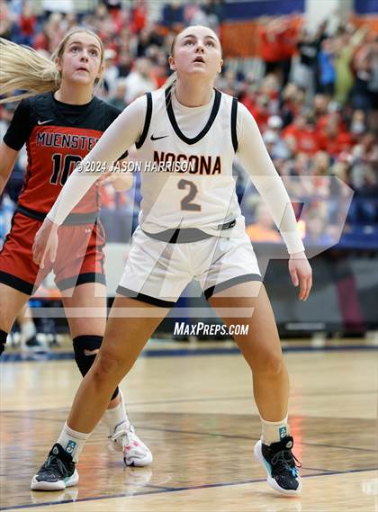 Thumbnail 2 in Muenster vs Nocona (UIL Basketball 2A Regional Semifinal) photogallery.
