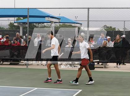 Thumbnail 1 in UIL 6A Boys Tennis Semifinal photogallery.