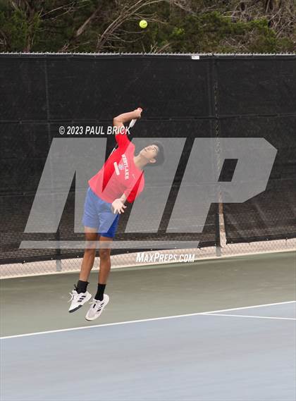 Thumbnail 3 in UIL 6A Boys Tennis Semifinal photogallery.