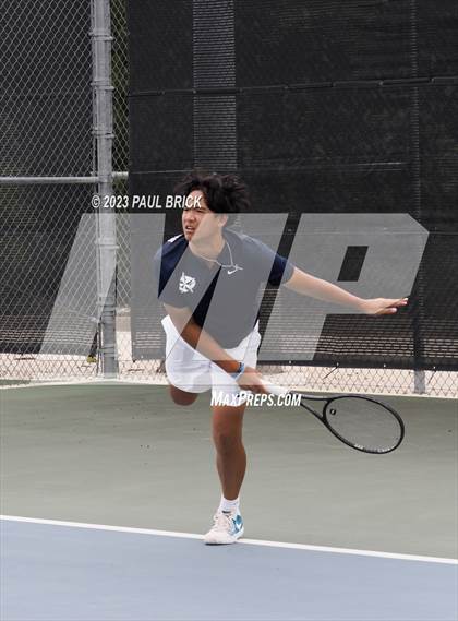 Thumbnail 1 in UIL 6A Boys Tennis Semifinal photogallery.