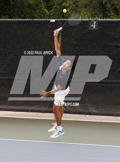 Thumbnail 1 in UIL 6A Boys Tennis Semifinal photogallery.