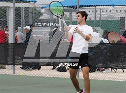 Thumbnail 1 in UIL 6A Boys Tennis Semifinal photogallery.