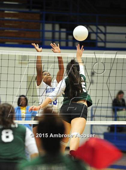 Thumbnail 2 in Austin vs Booker T. Washington (34th Annual Houston ISD Volleyball Tournament) photogallery.