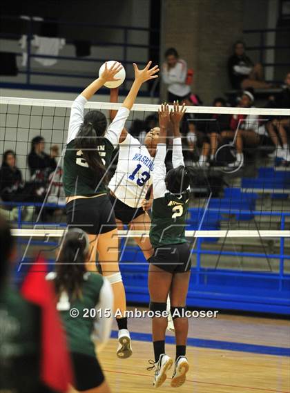 Thumbnail 3 in Austin vs Booker T. Washington (34th Annual Houston ISD Volleyball Tournament) photogallery.