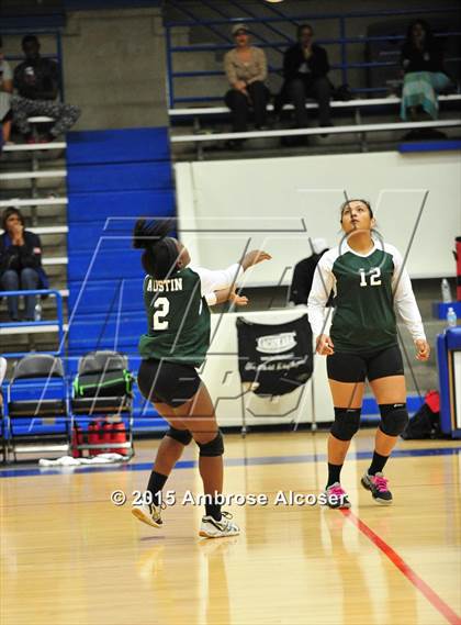 Thumbnail 3 in Austin vs Booker T. Washington (34th Annual Houston ISD Volleyball Tournament) photogallery.