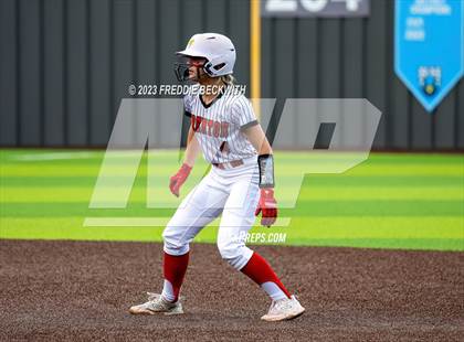 Thumbnail 2 in Muenster vs. Trenton (UIL 2A Softball Regional Semifinal) photogallery.