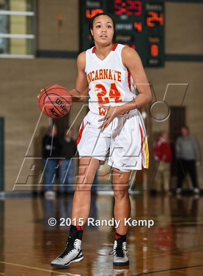 Thumbnail 1 in Incarnate Word Academy vs Kirkwood  (St. Joseph's Academy Shootout) photogallery.