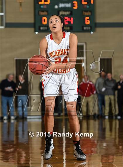 Thumbnail 1 in Incarnate Word Academy vs Kirkwood  (St. Joseph's Academy Shootout) photogallery.