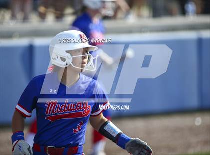 Thumbnail 1 in Flower Mound vs. Midway (UIL 6A Softball Div I State Semifinals) photogallery.