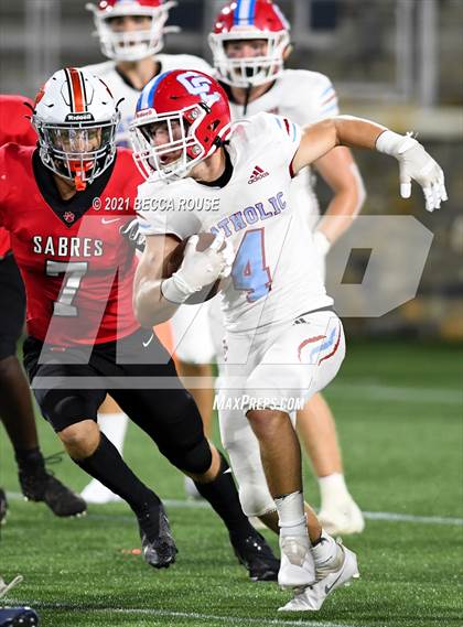 Thumbnail 3 in Charlotte Catholic vs. South Mecklenburg (Charlotte Kickoff Night) photogallery.