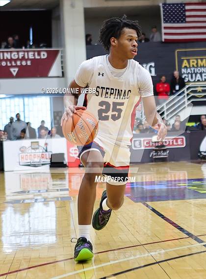 Thumbnail 2 in Archbishop Stepinac vs. Richmond Heights (Army National Guard Hoophall Classic) photogallery.