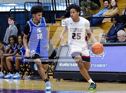 Thumbnail 1 in Archbishop Stepinac vs. Richmond Heights (Army National Guard Hoophall Classic) photogallery.