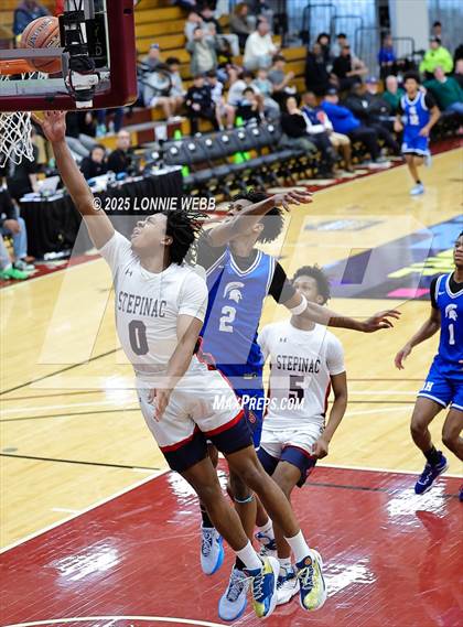 Thumbnail 2 in Archbishop Stepinac vs. Richmond Heights (Army National Guard Hoophall Classic) photogallery.