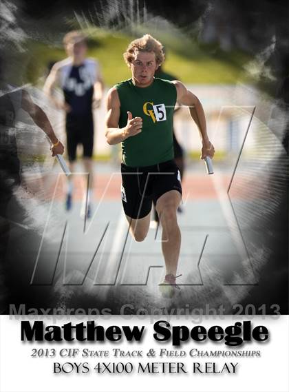 Thumbnail 1 in CIF State Track & Field Championships (Boys 4x100 Relay) photogallery.