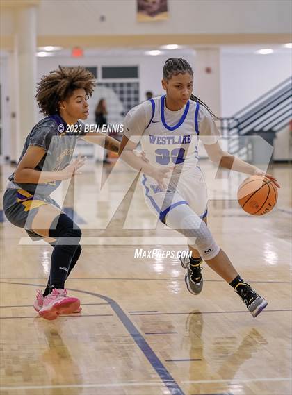Thumbnail 3 in Westlake vs Jones County (MLK Luella HoopKlub Showcase) photogallery.