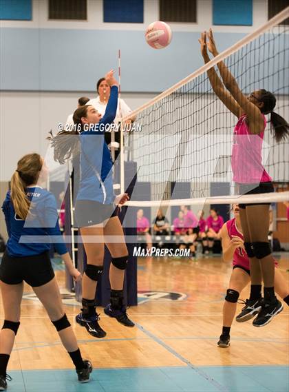Thumbnail 1 in St. Scholastica vs. Lutcher (Penguin Volleyball Classic) photogallery.