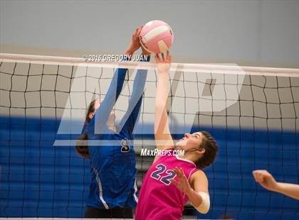 Thumbnail 1 in St. Scholastica vs. Lutcher (Penguin Volleyball Classic) photogallery.