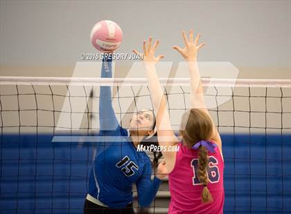 Thumbnail 1 in St. Scholastica vs. Lutcher (Penguin Volleyball Classic) photogallery.