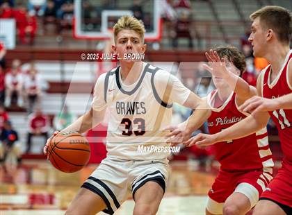 Thumbnail 1 in New Palestine vs. Brownstown Central (IHSAA 2A Southport Semi-state semi-final) photogallery.