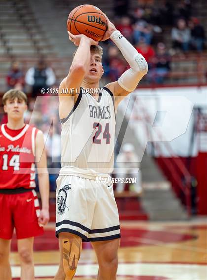 Thumbnail 3 in New Palestine vs. Brownstown Central (IHSAA 2A Southport Semi-state semi-final) photogallery.