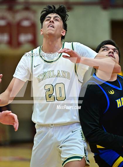 Thumbnail 1 in (CHSAA 3A Boys Basketball first Round) SkyView Academy vs Highland photogallery.