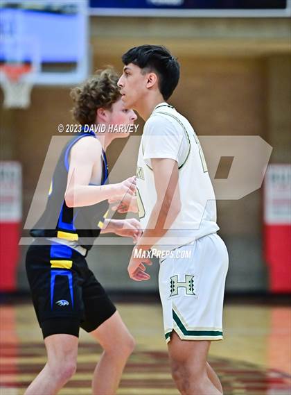 Thumbnail 2 in (CHSAA 3A Boys Basketball first Round) SkyView Academy vs Highland photogallery.