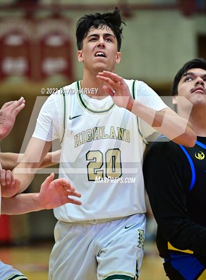 Thumbnail 1 in (CHSAA 3A Boys Basketball first Round) SkyView Academy vs Highland photogallery.