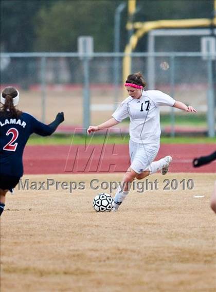 Thumbnail 3 in Alvin vs Lamar Consolidated (Pearland ISD Soccer Shootout) photogallery.
