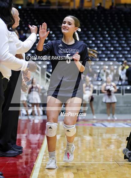 Thumbnail 1 in Iola vs. Crawford (UIL 2A Volleyball Division II Final) photogallery.
