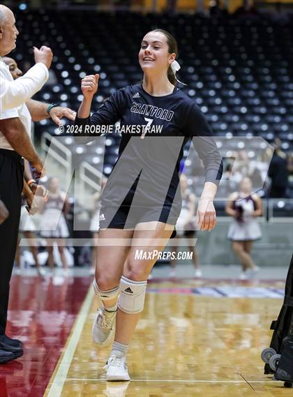 Thumbnail 3 in Iola vs. Crawford (UIL 2A Volleyball Division II Final) photogallery.