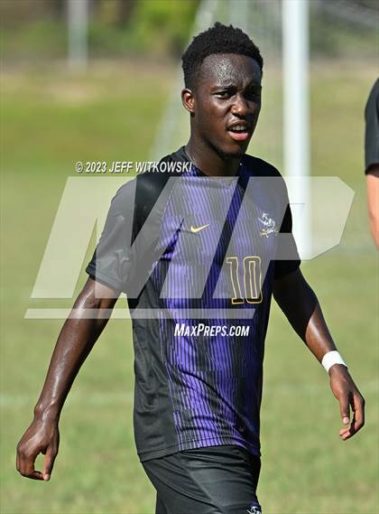 Thumbnail 3 in Terry Sanford vs. Jack Britt (3rd Annual 'B-Nice To You Heart' Boys' Soccer Jamboree) photogallery.