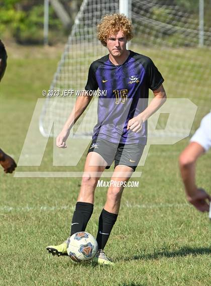 Thumbnail 1 in Terry Sanford vs. Jack Britt (3rd Annual 'B-Nice To You Heart' Boys' Soccer Jamboree) photogallery.